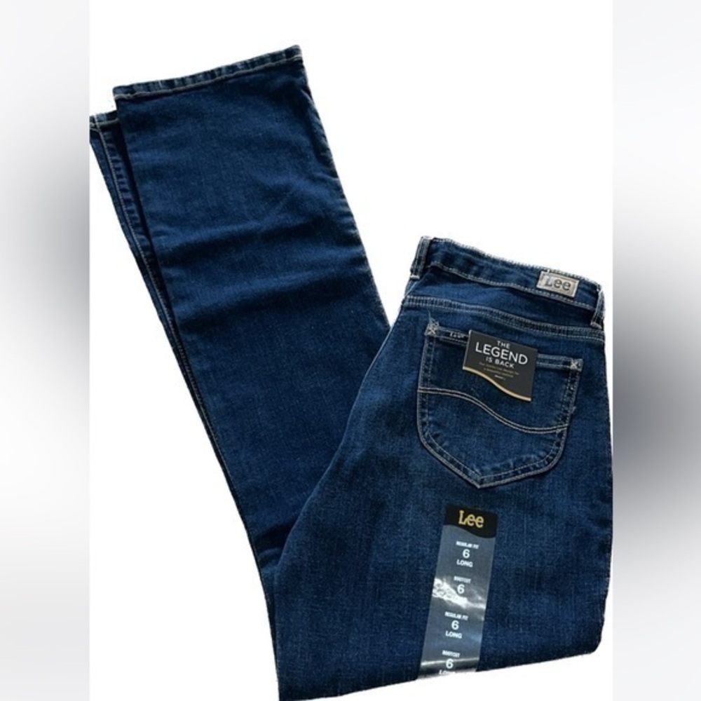 Lee leisure bootcut dark wash blue denim jeans NWT size 6 Long